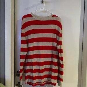 Red and Cream Striped Sweater